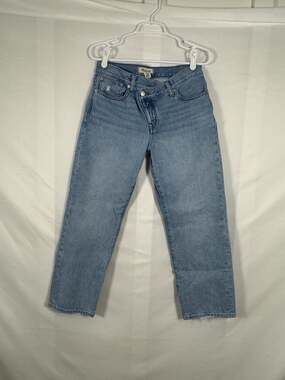 Madewell Low-Slung Straight Jeans 26P Crossover Button Fly Light Wash